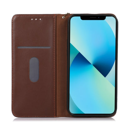 For Motorola Moto G34 KHAZNEH Nappa Top Layer Cowhide Leather Phone Case(Brown) - Motorola Cases by buy2fix | Online Shopping UK | buy2fix