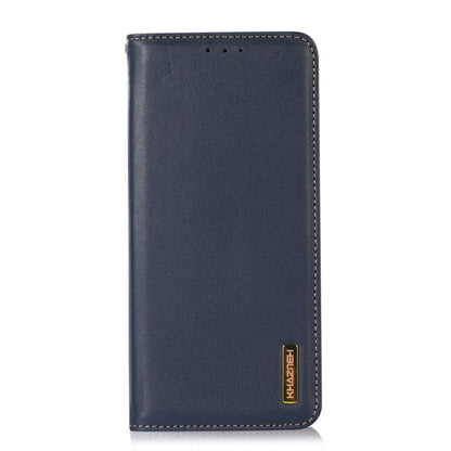 For Motorola Moto G34 KHAZNEH Nappa Top Layer Cowhide Leather Phone Case(Blue) - Motorola Cases by buy2fix | Online Shopping UK | buy2fix