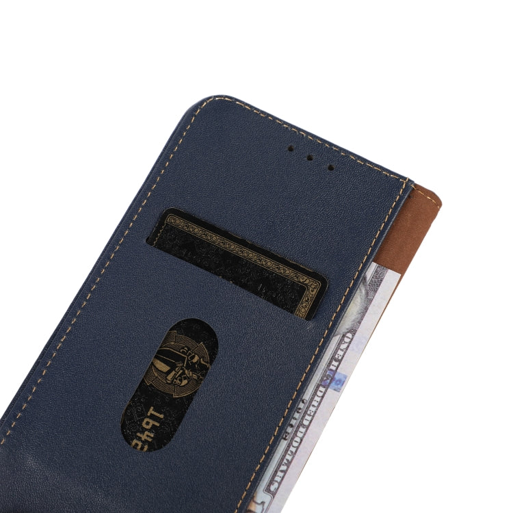 For Motorola Moto G34 KHAZNEH Nappa Top Layer Cowhide Leather Phone Case(Blue) - Motorola Cases by buy2fix | Online Shopping UK | buy2fix