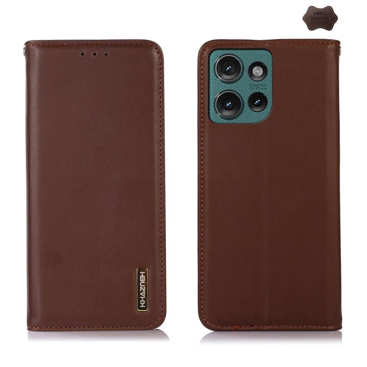 For Motorola Edge 50 Neo KHAZNEH Nappa Top Layer Cowhide Leather Phone Case(Brown) - Motorola Cases by buy2fix | Online Shopping UK | buy2fix