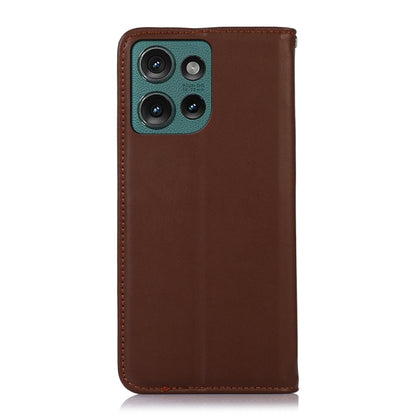 For Motorola Edge 50 Neo KHAZNEH Nappa Top Layer Cowhide Leather Phone Case(Brown) - Motorola Cases by buy2fix | Online Shopping UK | buy2fix