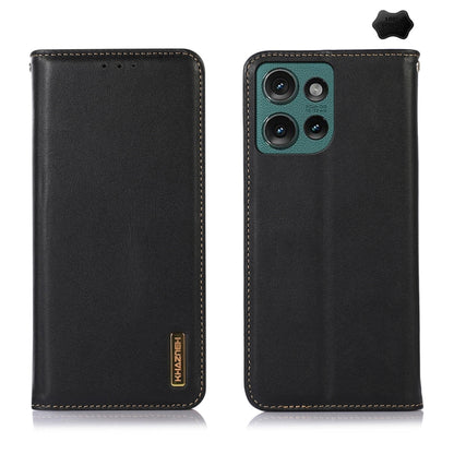 For Motorola Edge 50 Neo KHAZNEH Nappa Top Layer Cowhide Leather Phone Case(Black) - Motorola Cases by buy2fix | Online Shopping UK | buy2fix