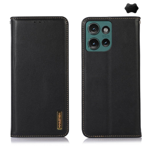 For Motorola Edge 50 Neo KHAZNEH Nappa Top Layer Cowhide Leather Phone Case(Black) - Motorola Cases by buy2fix | Online Shopping UK | buy2fix