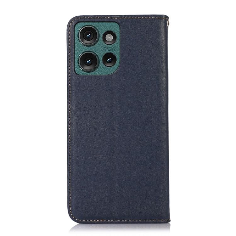 For Motorola Edge 50 Neo KHAZNEH Nappa Top Layer Cowhide Leather Phone Case(Blue) - Motorola Cases by buy2fix | Online Shopping UK | buy2fix