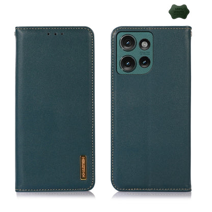 For Motorola Edge 50 Neo KHAZNEH Nappa Top Layer Cowhide Leather Phone Case(Green) - Motorola Cases by buy2fix | Online Shopping UK | buy2fix