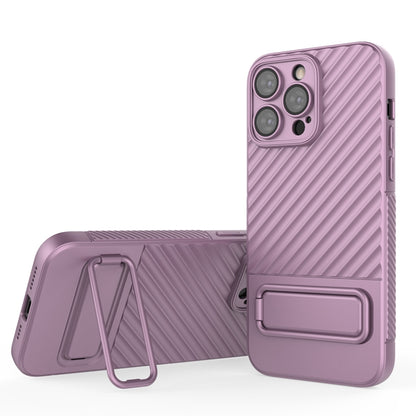 For iPhone 14 Pro Max Wavy Texture TPU Phone Case with Lens Film(Purple) - iPhone 14 Pro Max Cases by buy2fix | Online Shopping UK | buy2fix