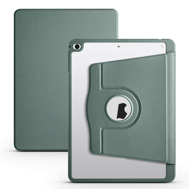 For iPad Air / Air 2 / 9.7 2018 / 2017 Acrylic 360 Degree Rotation Holder Tablet Leather Case(Deep Green) - iPad 9.7 (2018) & (2017) Cases by buy2fix | Online Shopping UK | buy2fix
