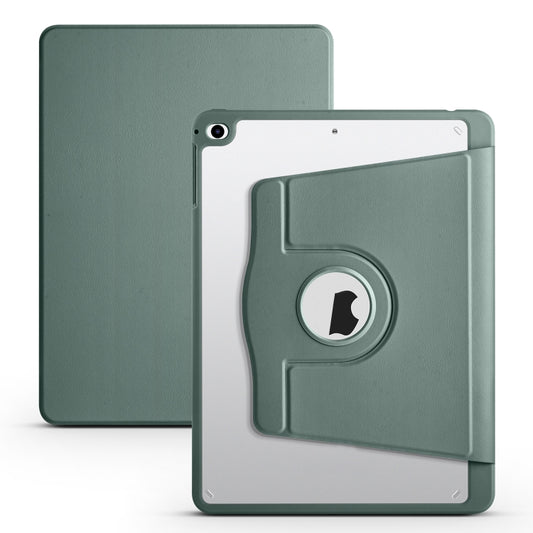 For iPad Air / Air 2 / 9.7 2018 / 2017 Acrylic 360 Degree Rotation Holder Tablet Leather Case(Deep Green) - iPad 9.7 (2018) & (2017) Cases by buy2fix | Online Shopping UK | buy2fix