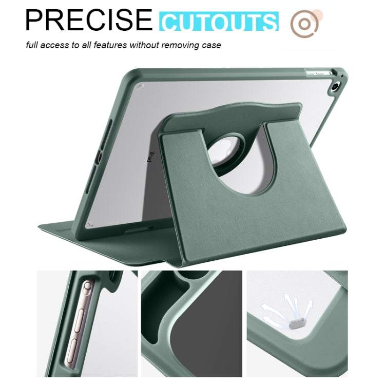 For iPad Air / Air 2 / 9.7 2018 / 2017 Acrylic 360 Degree Rotation Holder Tablet Leather Case(Deep Green) - iPad 9.7 (2018) & (2017) Cases by buy2fix | Online Shopping UK | buy2fix