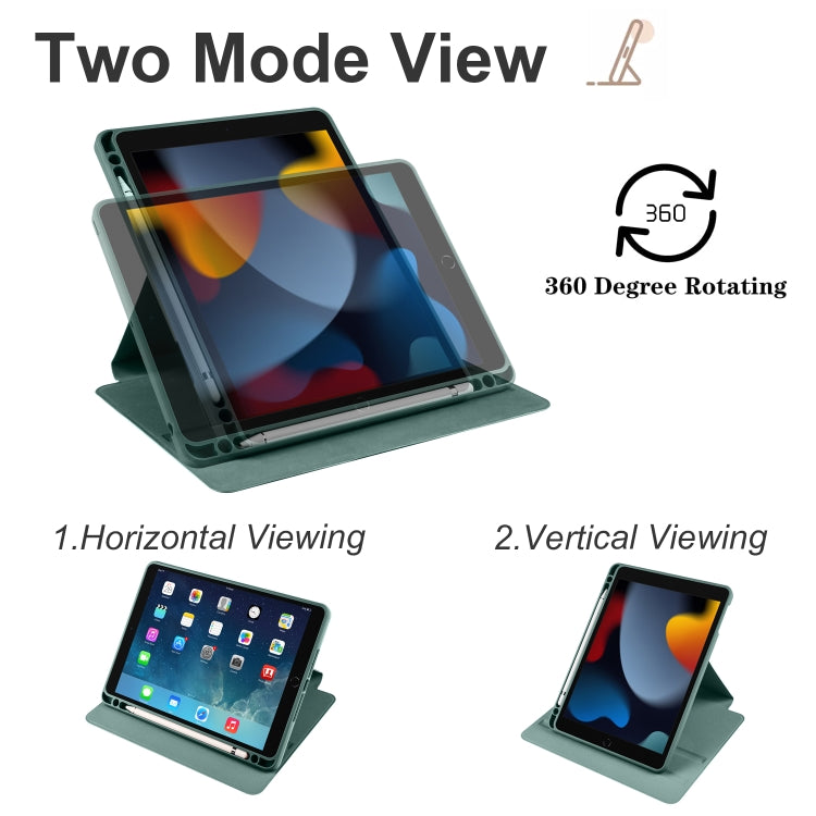 For iPad Air / Air 2 / 9.7 2018 / 2017 Acrylic 360 Degree Rotation Holder Tablet Leather Case(Deep Green) - iPad 9.7 (2018) & (2017) Cases by buy2fix | Online Shopping UK | buy2fix