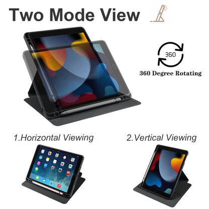 For iPad Air / Air 2 / 9.7 2018 / 2017 Acrylic 360 Degree Rotation Holder Tablet Leather Case(Black) - iPad 9.7 (2018) & (2017) Cases by buy2fix | Online Shopping UK | buy2fix