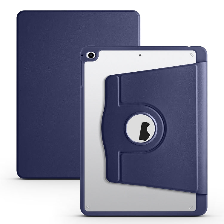 For iPad Air / Air 2 / 9.7 2018 / 2017 Acrylic 360 Degree Rotation Holder Tablet Leather Case(Dark Blue) - iPad 9.7 (2018) & (2017) Cases by buy2fix | Online Shopping UK | buy2fix