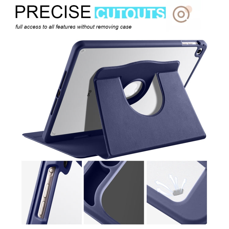For iPad Air / Air 2 / 9.7 2018 / 2017 Acrylic 360 Degree Rotation Holder Tablet Leather Case(Dark Blue) - iPad 9.7 (2018) & (2017) Cases by buy2fix | Online Shopping UK | buy2fix