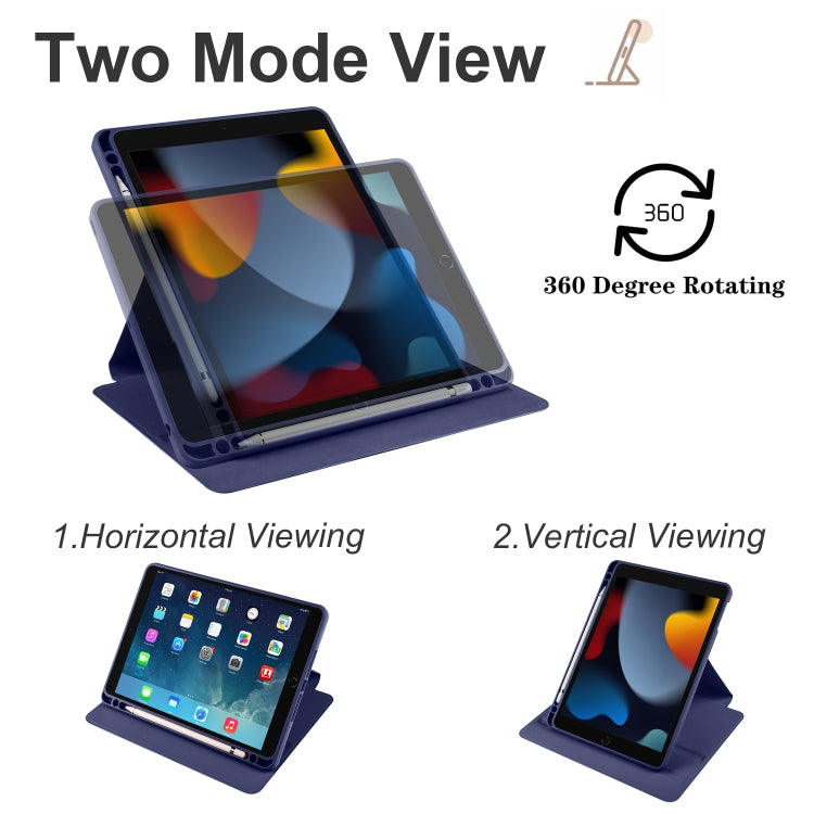 For iPad Air / Air 2 / 9.7 2018 / 2017 Acrylic 360 Degree Rotation Holder Tablet Leather Case(Dark Blue) - iPad 9.7 (2018) & (2017) Cases by buy2fix | Online Shopping UK | buy2fix