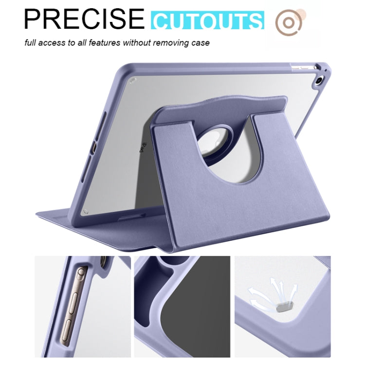 For iPad Air / Air 2 / 9.7 2018 / 2017 Acrylic 360 Degree Rotation Holder Tablet Leather Case(Lavender) - iPad 9.7 (2018) & (2017) Cases by buy2fix | Online Shopping UK | buy2fix