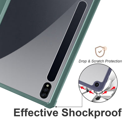 For Samsung Galaxy Tab S8 Ultra Acrylic 3-folding Smart Leather Tablet Case(Deep Green) by buy2fix