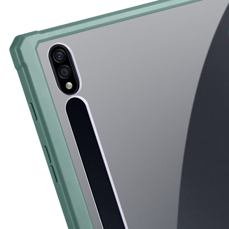 For Samsung Galaxy Tab S8 Ultra Acrylic 3-folding Smart Leather Tablet Case(Deep Green) by buy2fix