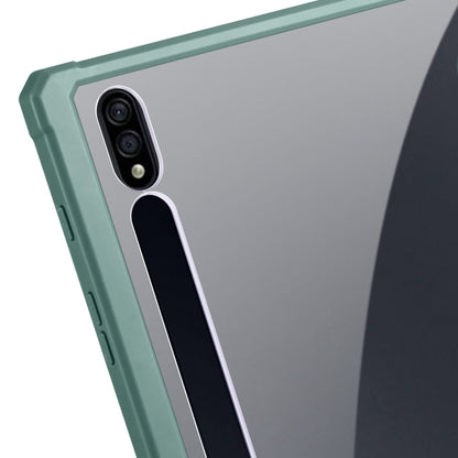 For Samsung Galaxy Tab S8 Ultra Acrylic 3-folding Smart Leather Tablet Case(Deep Green) by buy2fix