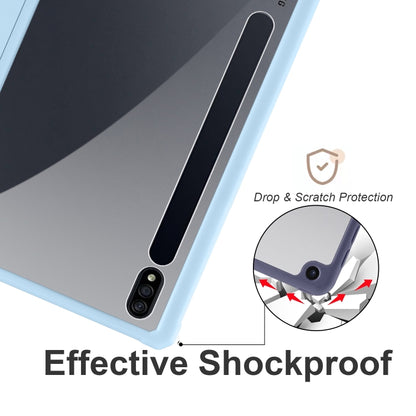 For Samsung Galaxy Tab S8 Ultra Acrylic 3-folding Smart Leather Tablet Case(Ice Blue) by buy2fix