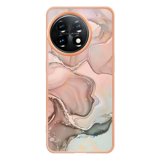For OnePlus 11 Electroplating Marble Dual-side IMD Phone Case(Rose Gold 015) by buy2fix