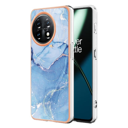 For OnePlus 11 Electroplating Marble Dual-side IMD Phone Case(Blue 018) - OnePlus Cases by buy2fix | Online Shopping UK | buy2fix