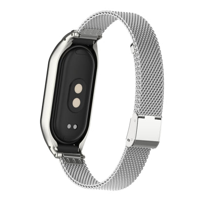 For Xiaomi Mi Band 8 Integrated Metal Case + Steel Mesh Buckle Watch Band(Silver) - Watch Bands by buy2fix | Online Shopping UK | buy2fix