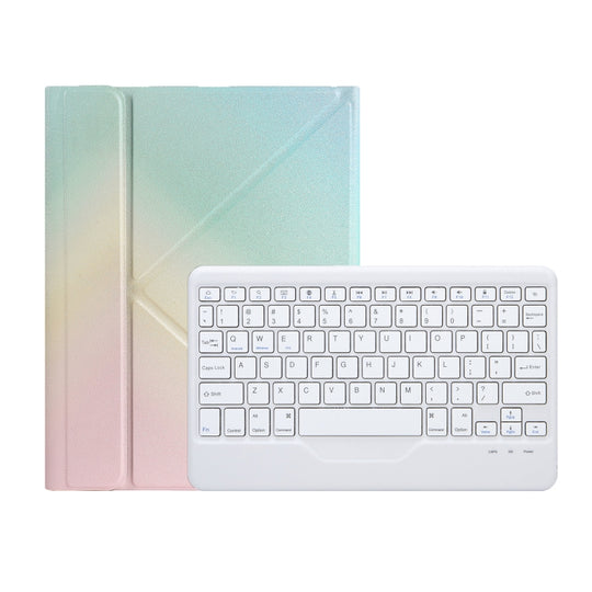 For iPad 2025 / 2022 B10 Triangle Holder Tablet Bluetooth Keyboard Leather Case(Rainbow)