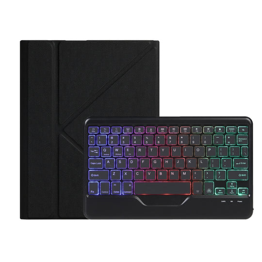 For iPad 2025 / 2022 B10S Triangle Holder Three-color Backlight Bluetooth Keyboard Leather Case(Black)