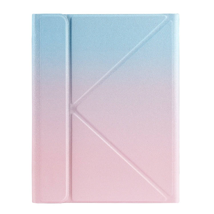 For iPad 2025 / 2022 B10S Triangle Holder Three-color Backlight Bluetooth Keyboard Leather Case(Blue Pink) by buy2fix