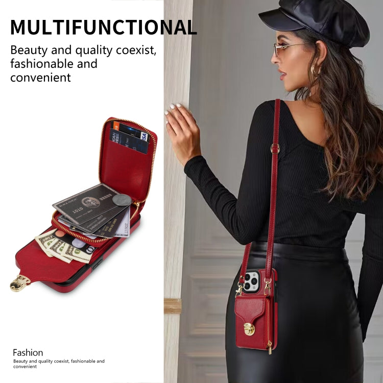 For iPhone 14 Pro Max Zipper Hardware Card Wallet Phone Case(Red) - iPhone 14 Pro Max Cases by buy2fix | Online Shopping UK | buy2fix