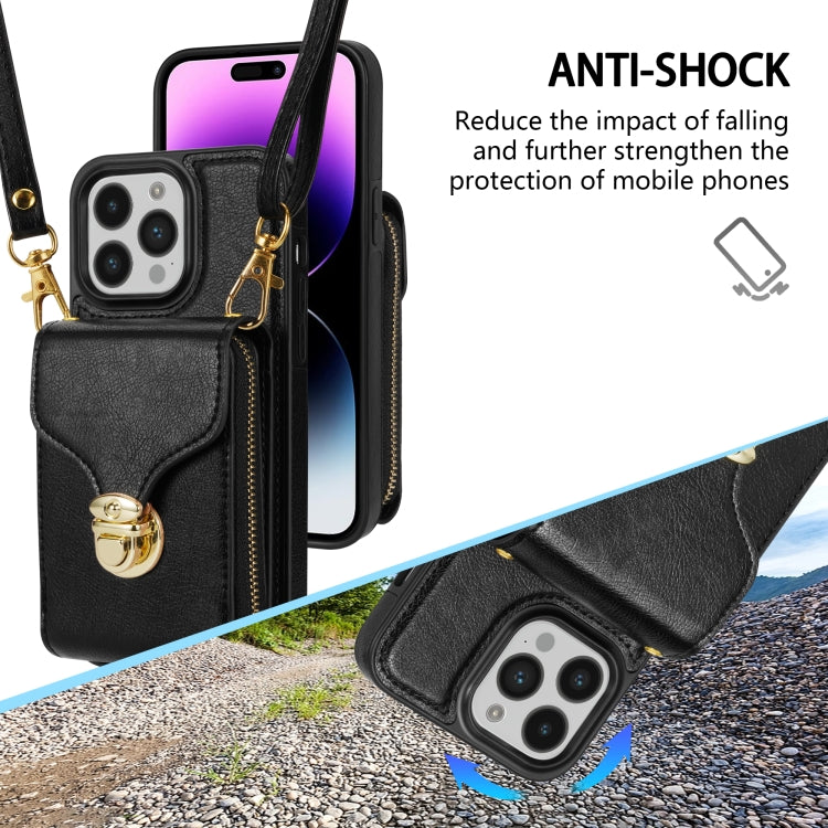 For iPhone 14 Pro Max Zipper Hardware Card Wallet Phone Case(Black) - iPhone 14 Pro Max Cases by buy2fix | Online Shopping UK | buy2fix