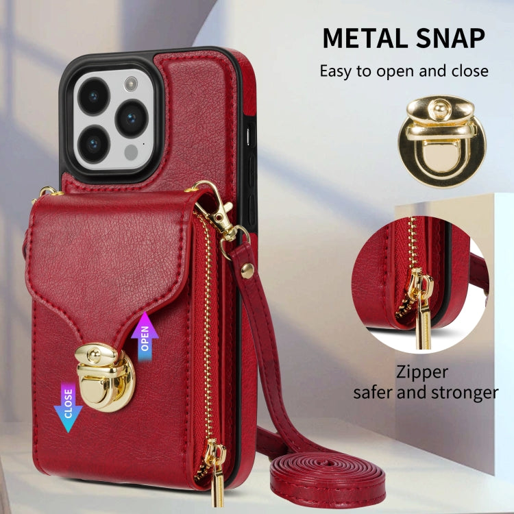 For iPhone 14 Pro Zipper Hardware Card Wallet Phone Case(Red) - iPhone 14 Pro Cases by buy2fix | Online Shopping UK | buy2fix
