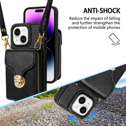 For iPhone 14 Plus Zipper Hardware Card Wallet Phone Case(Black) - iPhone 14 Plus Cases by buy2fix | Online Shopping UK | buy2fix