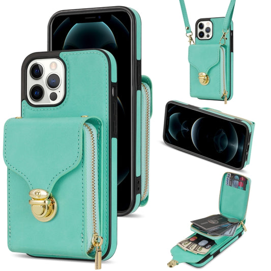 For iPhone 13 Pro Max Zipper Hardware Card Wallet Phone Case(Mint Green) - iPhone 13 Pro Max Cases by buy2fix | Online Shopping UK | buy2fix