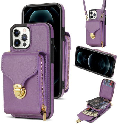 For iPhone 13 Pro Max Zipper Hardware Card Wallet Phone Case(Purple) - iPhone 13 Pro Max Cases by buy2fix | Online Shopping UK | buy2fix