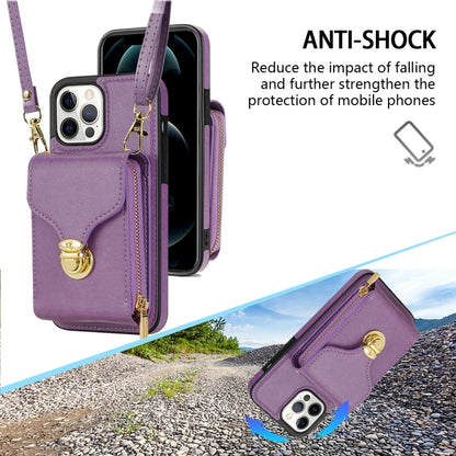For iPhone 13 Pro Max Zipper Hardware Card Wallet Phone Case(Purple) - iPhone 13 Pro Max Cases by buy2fix | Online Shopping UK | buy2fix