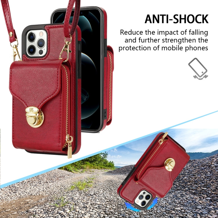 For iPhone 12 Pro Max Zipper Hardware Card Wallet Phone Case(Red) - iPhone 12 Pro Max Cases by buy2fix | Online Shopping UK | buy2fix
