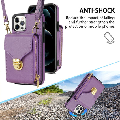 For iPhone 12 Pro Max Zipper Hardware Card Wallet Phone Case(Purple) - iPhone 12 Pro Max Cases by buy2fix | Online Shopping UK | buy2fix
