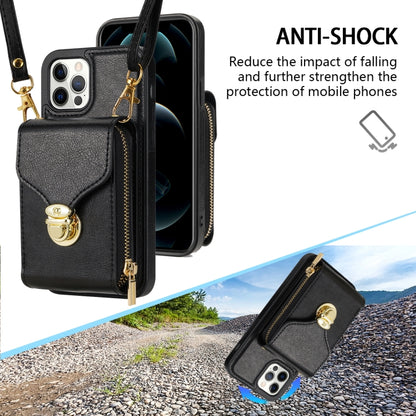 For iPhone 12 / 12 Pro Zipper Hardware Card Wallet Phone Case(Black) - iPhone 12 / 12 Pro Cases by buy2fix | Online Shopping UK | buy2fix