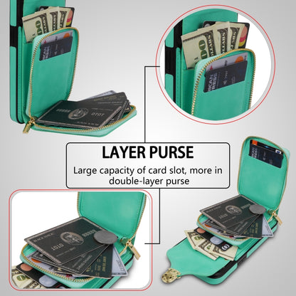 For iPhone 12 / 12 Pro Zipper Hardware Card Wallet Phone Case(Mint Green) - iPhone 12 / 12 Pro Cases by buy2fix | Online Shopping UK | buy2fix