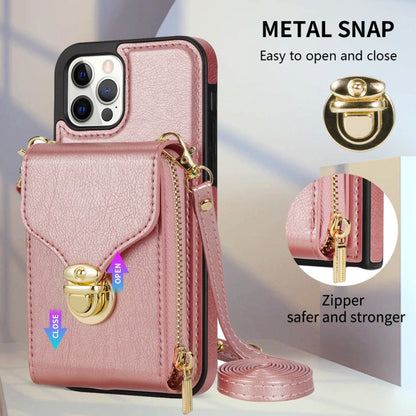 For iPhone 11 Pro Max Zipper Hardware Card Wallet Phone Case(Rose Gold) - iPhone 11 Pro Max Cases by buy2fix | Online Shopping UK | buy2fix