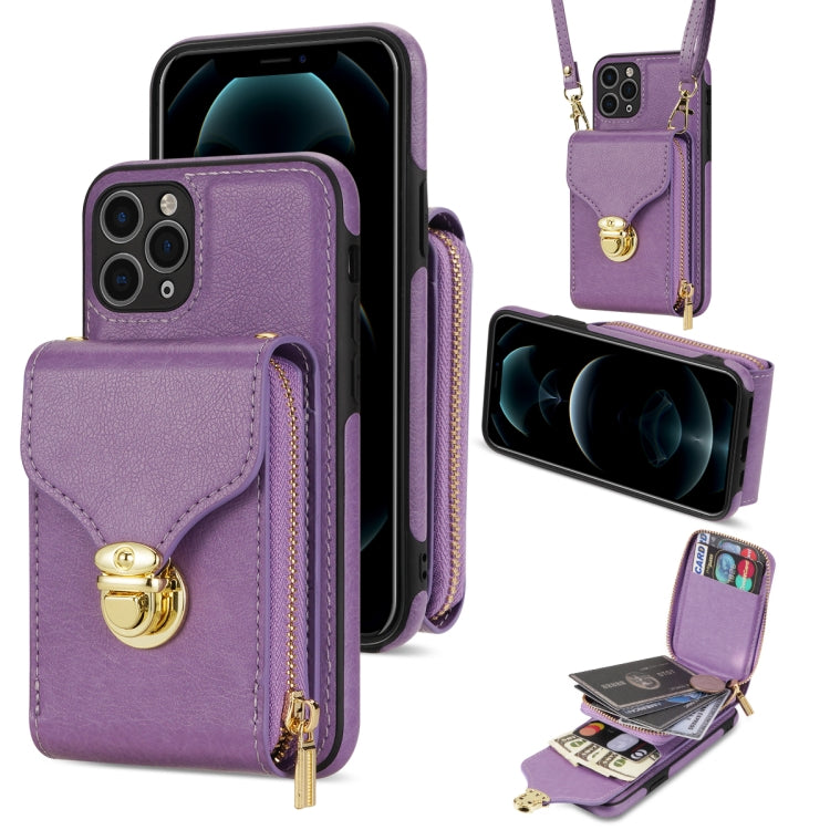 For iPhone 11 Pro Max Zipper Hardware Card Wallet Phone Case(Purple) - iPhone 11 Pro Max Cases by buy2fix | Online Shopping UK | buy2fix