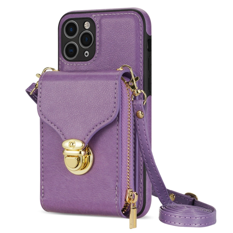 For iPhone 11 Pro Max Zipper Hardware Card Wallet Phone Case(Purple) - iPhone 11 Pro Max Cases by buy2fix | Online Shopping UK | buy2fix