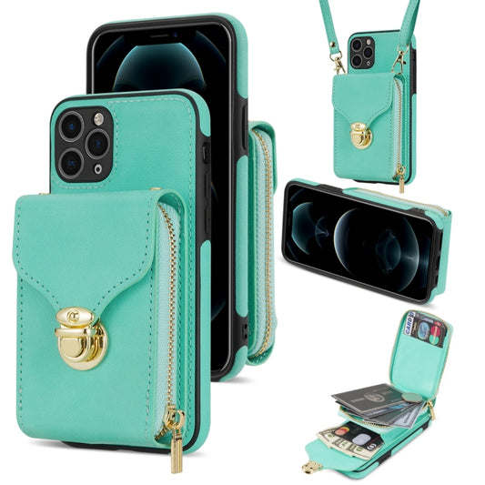 For iPhone 11 Pro Zipper Hardware Card Wallet Phone Case(Mint Green) - iPhone 11 Pro Cases by buy2fix | Online Shopping UK | buy2fix
