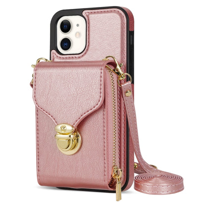 For iPhone 11 Zipper Hardware Card Wallet Phone Case(Rose Gold) - iPhone 11 Cases by buy2fix | Online Shopping UK | buy2fix