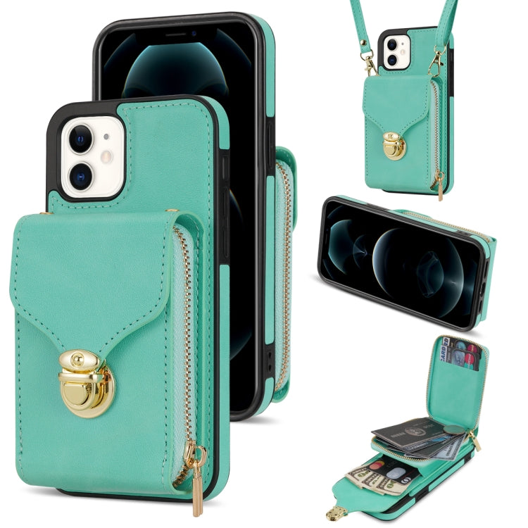 For iPhone 11 Zipper Hardware Card Wallet Phone Case(Mint Green) - iPhone 11 Cases by buy2fix | Online Shopping UK | buy2fix