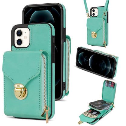 For iPhone 11 Zipper Hardware Card Wallet Phone Case(Mint Green) - iPhone 11 Cases by buy2fix | Online Shopping UK | buy2fix