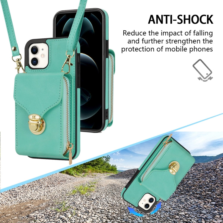 For iPhone 11 Zipper Hardware Card Wallet Phone Case(Mint Green) - iPhone 11 Cases by buy2fix | Online Shopping UK | buy2fix