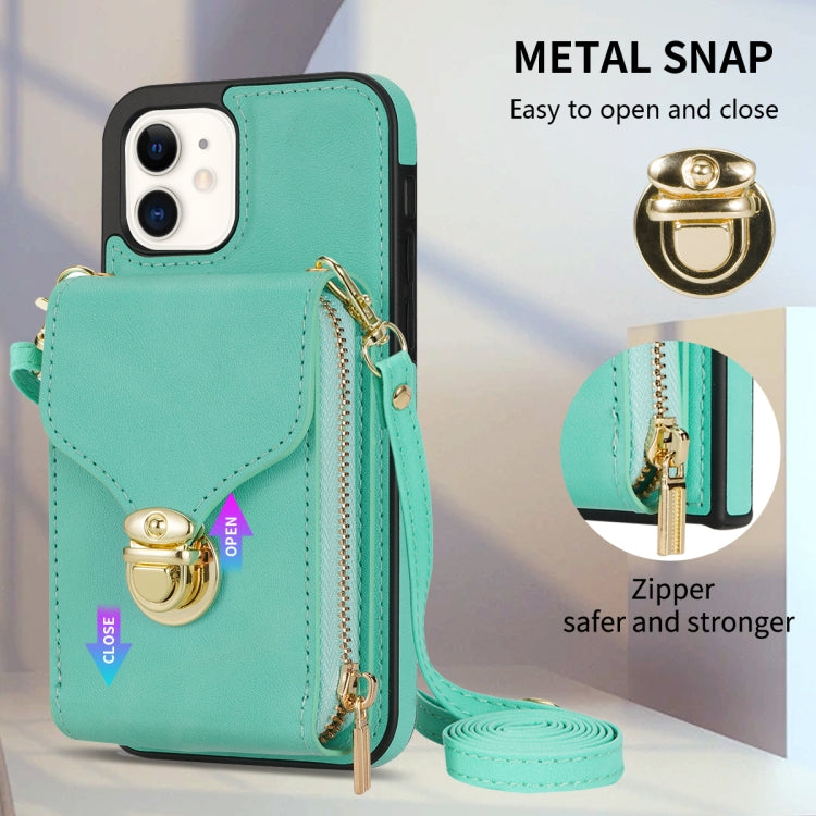 For iPhone 11 Zipper Hardware Card Wallet Phone Case(Mint Green) - iPhone 11 Cases by buy2fix | Online Shopping UK | buy2fix