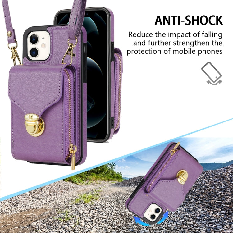 For iPhone 11 Zipper Hardware Card Wallet Phone Case(Purple) - iPhone 11 Cases by buy2fix | Online Shopping UK | buy2fix